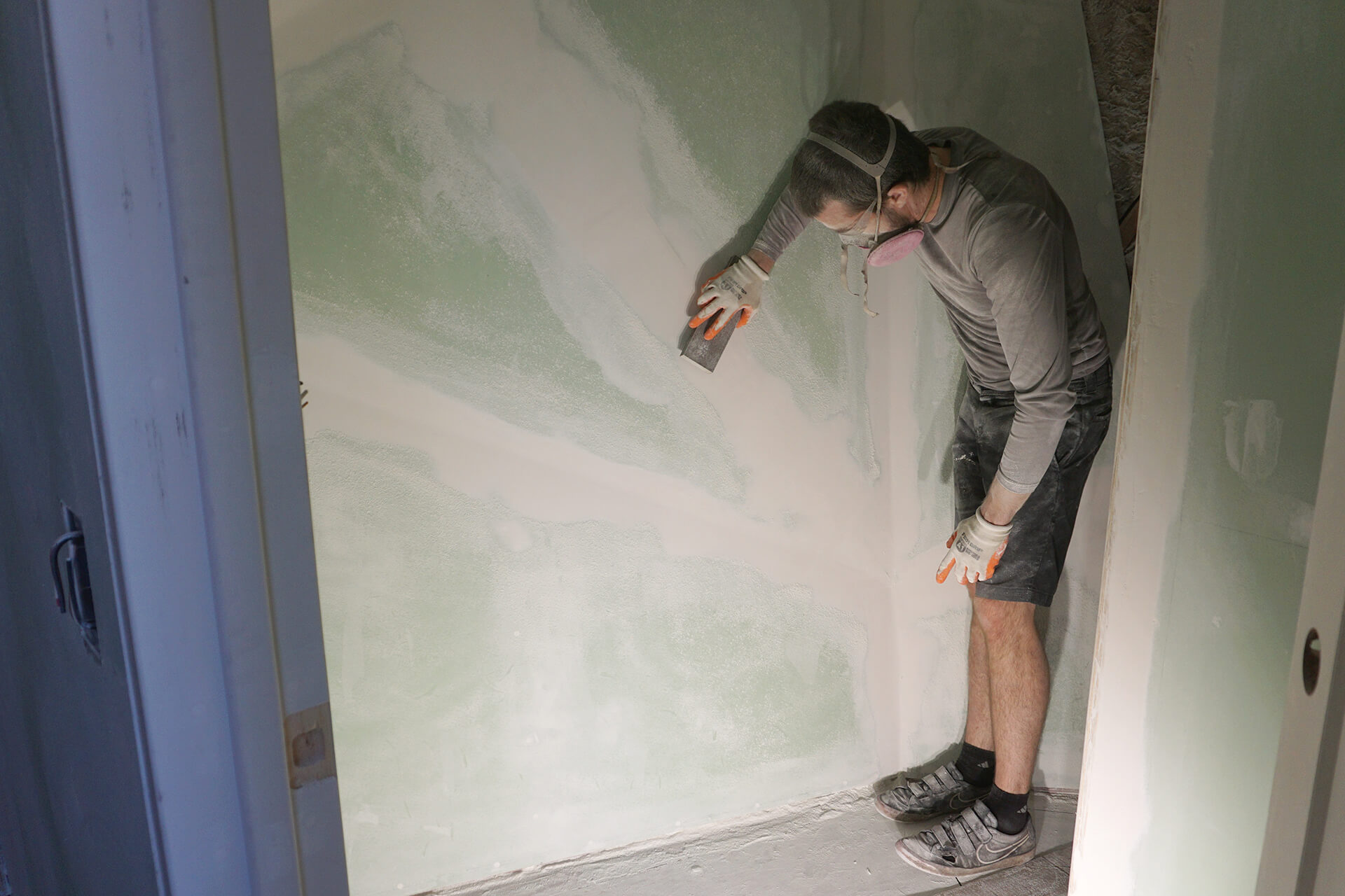 Finishing the mini dome drywall.