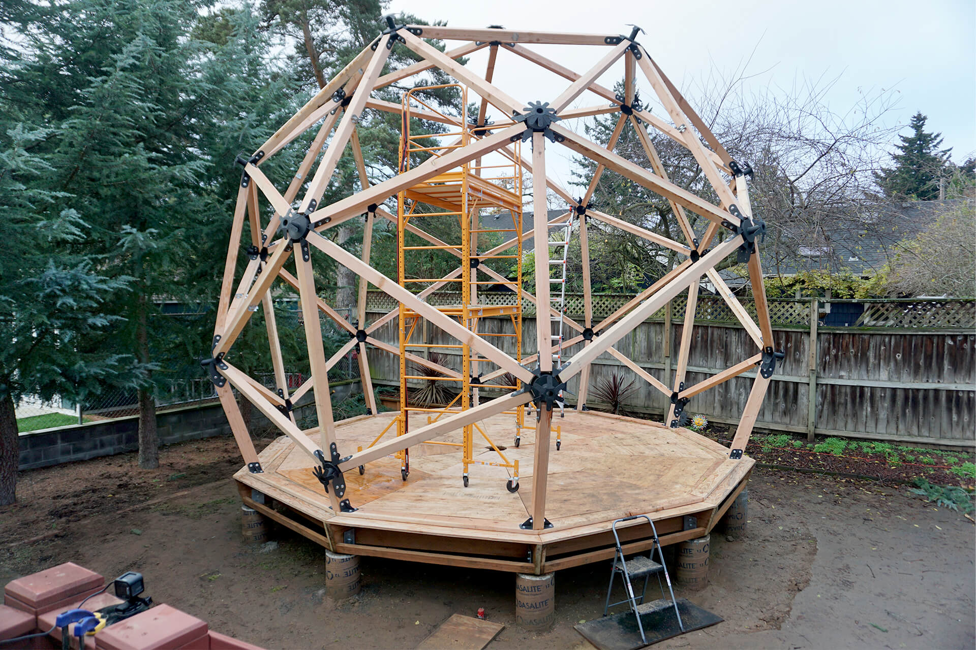 The framed inner wall.