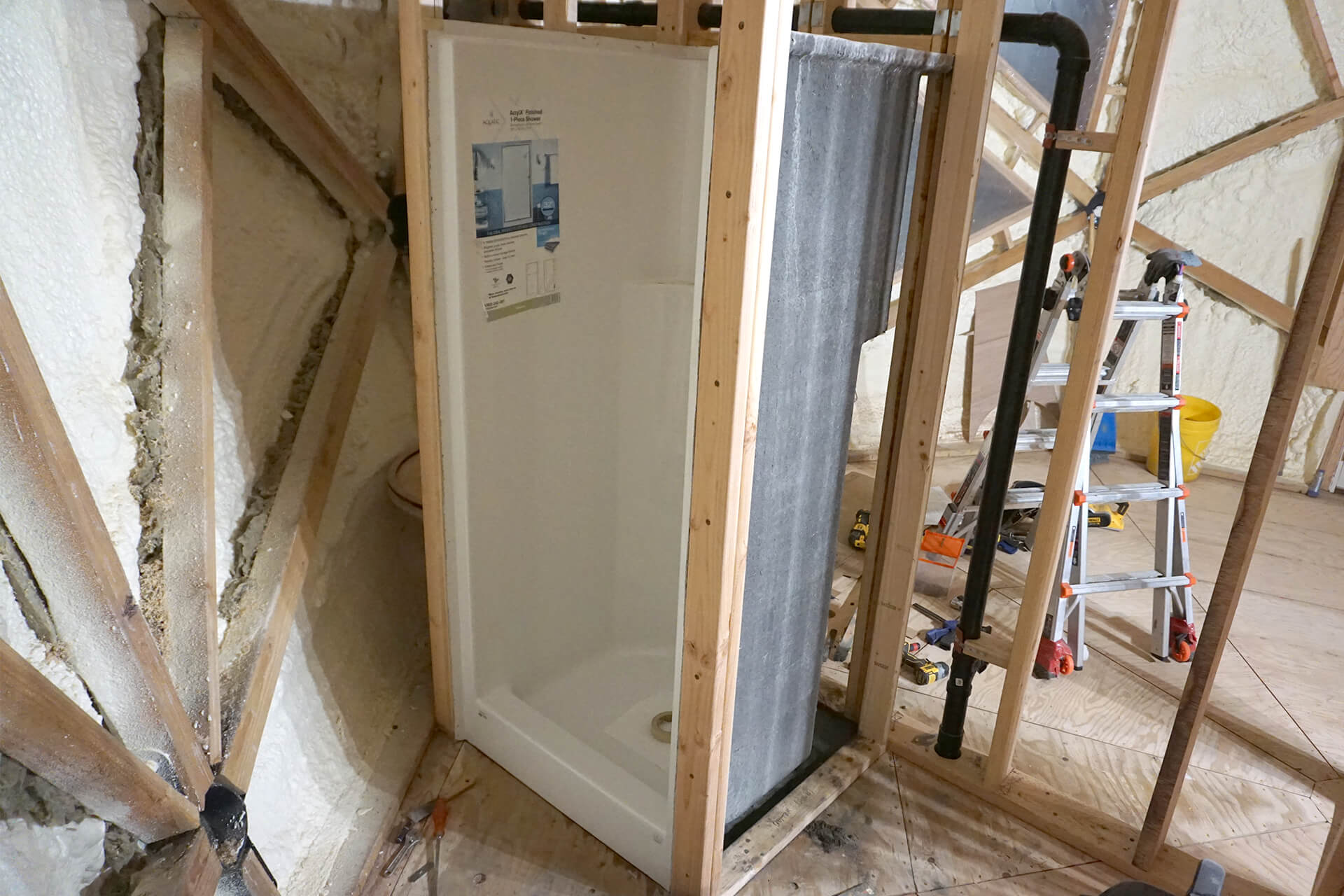 The mini dome shower framing.